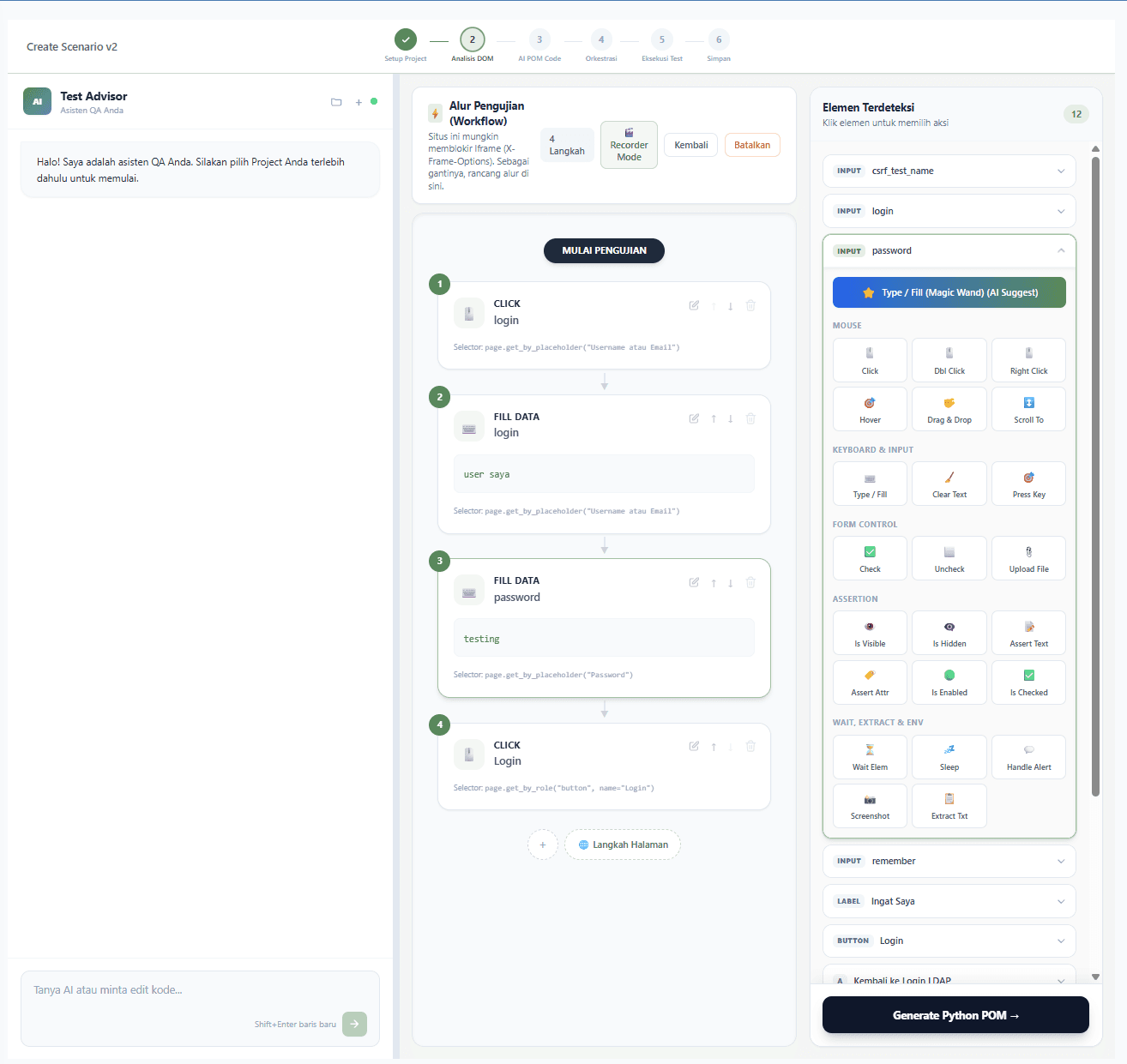 Tampilan Automation With AI pada workflow NovaAssure